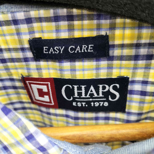 チャップス CHAPS EASY CARE ワンポイントロゴ刺繍 BD L/S チェックシャツ メンズ import:XL