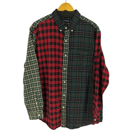 チャップス CHAPS BD L/S パッチワークデザインチェックシャツ メンズ import:XL