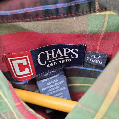チャップス CHAPS ワンポイントロゴ刺繍 BD L/S チェックシャツ メンズ import:XL