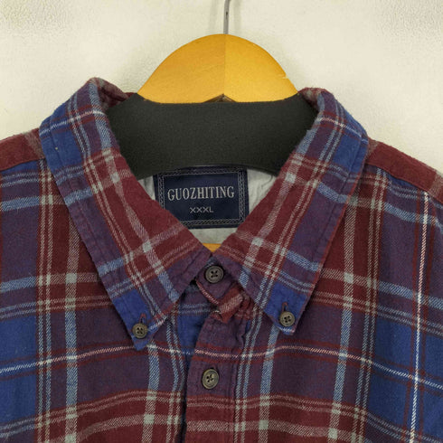 GUOZHITING 裏ボア L/S チェックシャツジャケット メンズ XXXL