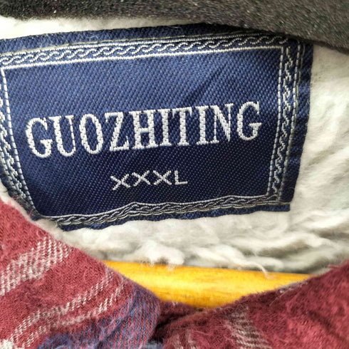 GUOZHITING 裏ボア L/S チェックシャツジャケット メンズ XXXL