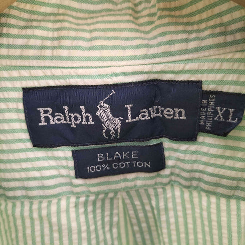 ラルフローレン RALPH LAUREN BLAKE ポニー刺繍 ストライプ シアサッカー B.D シャツ メンズ import:XL
