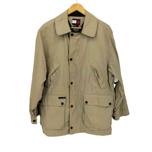 トミーヒルフィガー TOMMY HILFIGER 90S コットン マルチポケット 比翼ジャケット 裏地チェック メンズ import:S