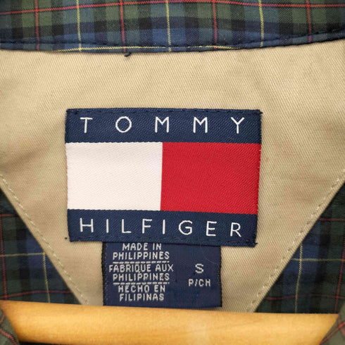 トミーヒルフィガー TOMMY HILFIGER 90S コットン マルチポケット 比翼ジャケット 裏地チェック メンズ import:S