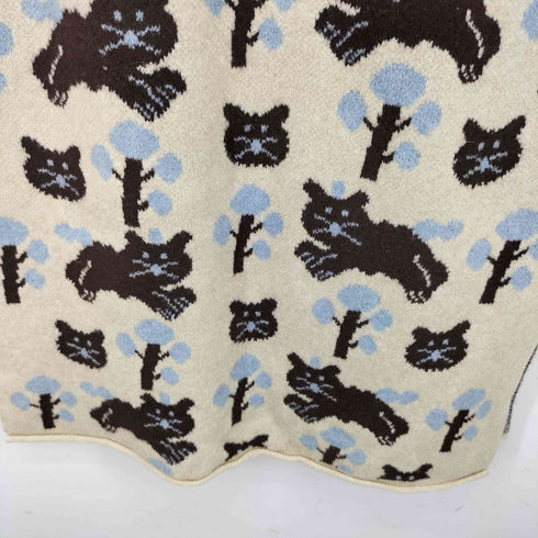 猫柄ノースリーブニットワンピース レディース