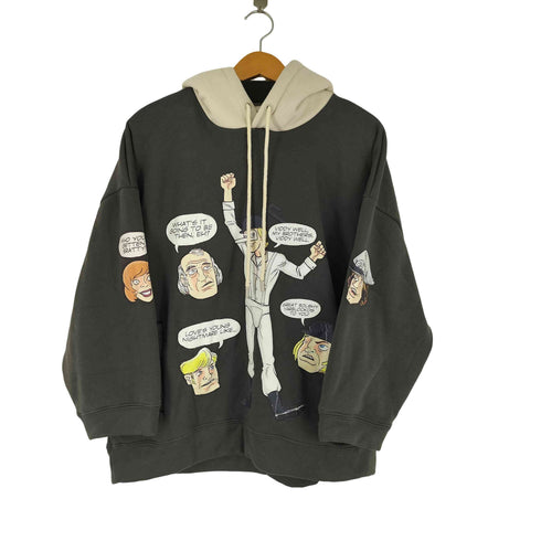バイカラープリントデザインパーカー メンズ import:M