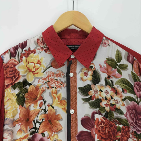 コムデギャルソンオムプリュス COMME des GARCONS HOMME PLUS AD1999 スーベニールキッチュ期 素材切り替え シルクフラワーシャツ メンズ