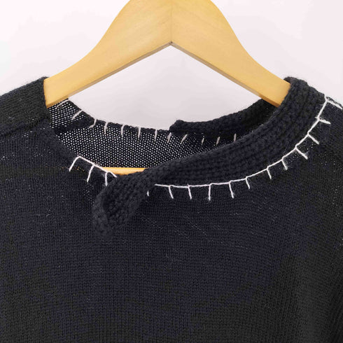 ヨウジヤマモト Yohji Yamamoto ステッチデザイン 裾カットアウト クルーネックニット レディース JPN:2
