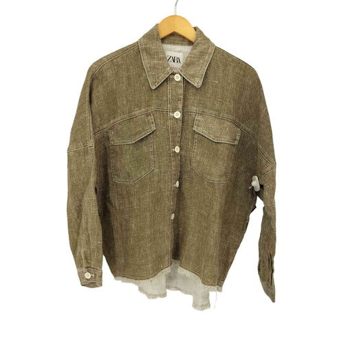 ザラ ZARA リネンシャツジャケット レディース import:XS