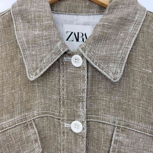 ザラ ZARA リネンシャツジャケット レディース import:XS
