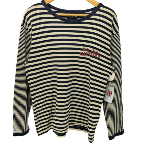 ジャンポールゴルチエオム Jean Paul GAULTIER HOMME 80-90s ロゴプリント ボーダー切替 クルーネック ロングスリーブTシャツ メンズ import:M