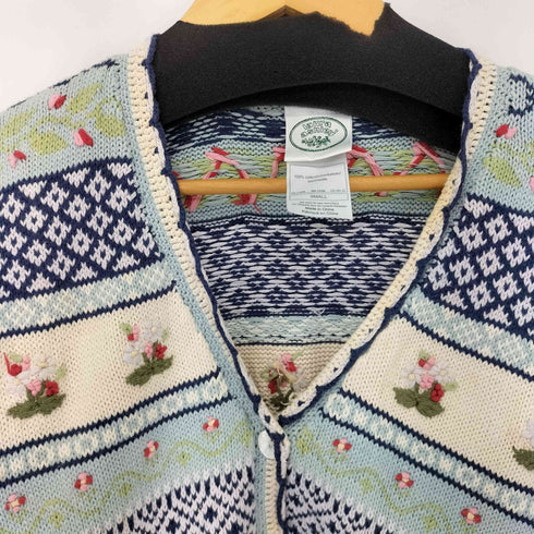 ローラアシュレイ LAURA ASHLEY フラワー エンブロイダリー クロシェ カーディガン レディース import:S