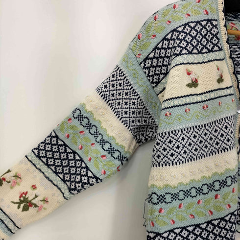 ローラアシュレイ LAURA ASHLEY フラワー エンブロイダリー クロシェ カーディガン レディース import:S