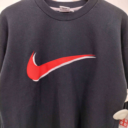 ナイキ NIKE 90S 白タグ 両面ロゴ刺繍 ビッグスウォッシュ ダブルスウォッシュ クルーネック スウェット メンズ import:M