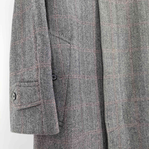 バーバリーズ BURBERRYS 60-70S 英国製 小文字タグ ウール ヘリンボーン ステンカラーコート メンズ R S