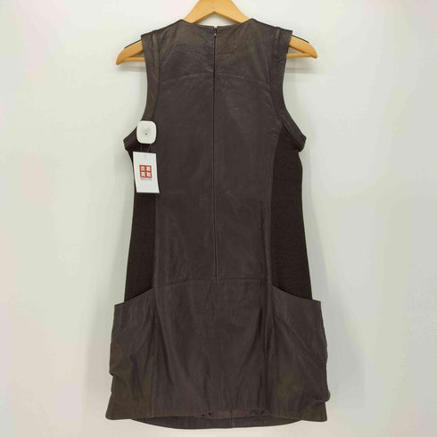 TRUNK HIROKO KOSHINO ヒロココシノ ナポレオン デザイン ラムレザー ニット切替 ミニ丈 ワンピース レディース JPN:38