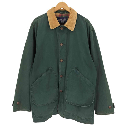 ランズエンド LANDS END 90-00S 裏地チェック 襟コーデュロイ 隠しポケット ハンティングジャケット メンズ import:M