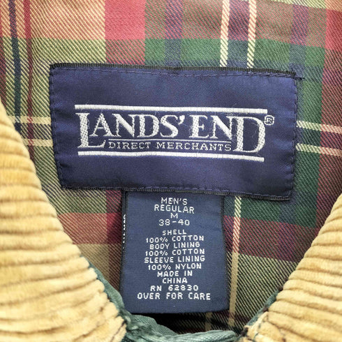 ランズエンド LANDS END 90-00S 裏地チェック 襟コーデュロイ 隠しポケット ハンティングジャケット メンズ import:M