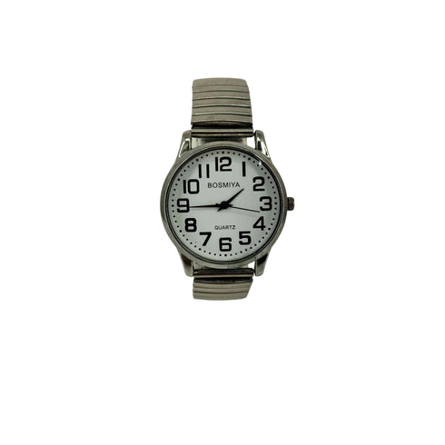 BOSHIYA Quartz Easy Reader 23mm Stainless Steel Expansion Band Watchs for Small Wrist メンズ