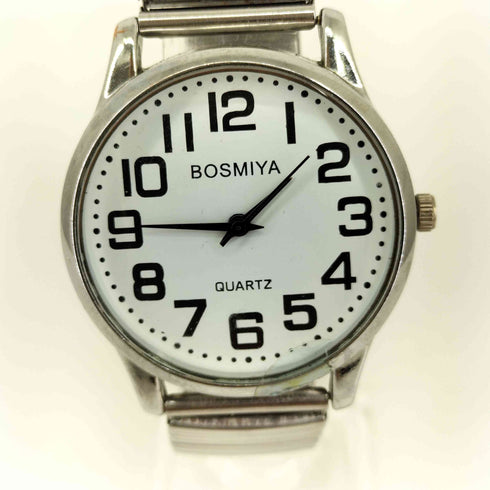 BOSHIYA Quartz Easy Reader 23mm Stainless Steel Expansion Band Watchs for Small Wrist メンズ
