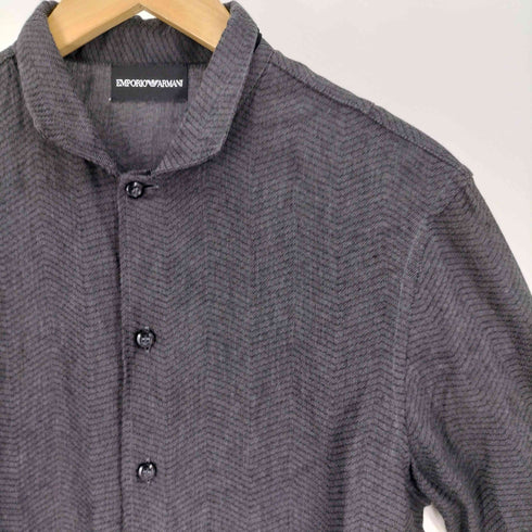 エンポリオアルマーニ EMPORIO ARMANI ステッチング ビスコース ベロア切替 レギュラーカラー L/S シャツ メンズ import:S