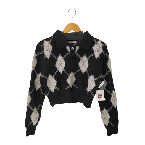 NORMCORE ダイヤモンドチェック クロップドニットポロ レディース