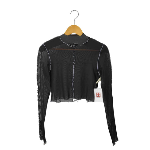 MONKI クロップドハイネックシアートップス パワーネット セカンドスキン レディース JPN:M