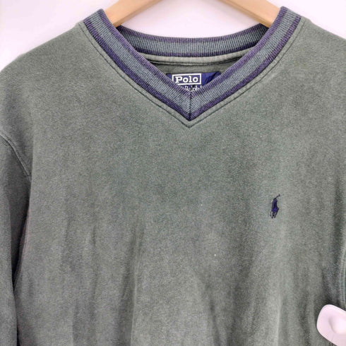 ポロバイラルフローレン Polo by RALPH LAUREN ポニー刺繍 Vネック L/S Tシャツ メンズ import:S