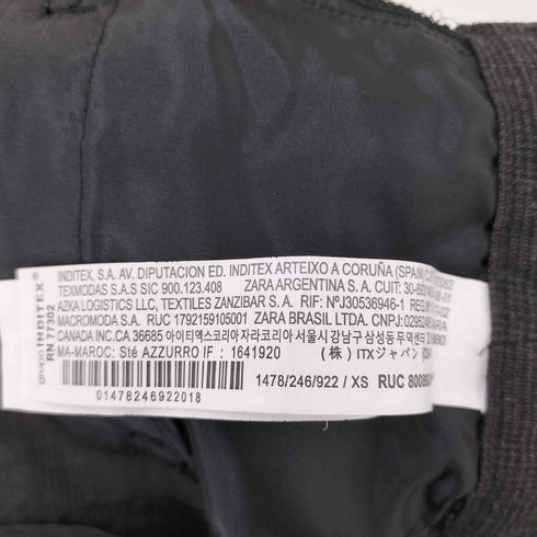ザラ ZARA プレイド クロップドパンツ ダークグレー レディース JPN:XS