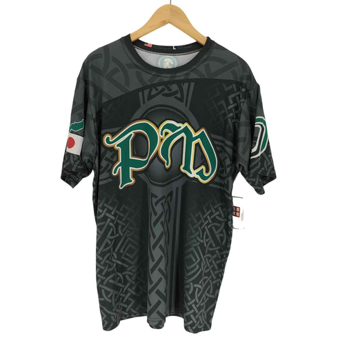 USA製 pm 総柄 ナンバリング 25 クルーネックTシャツ ゲームシャツ メンズ import:L