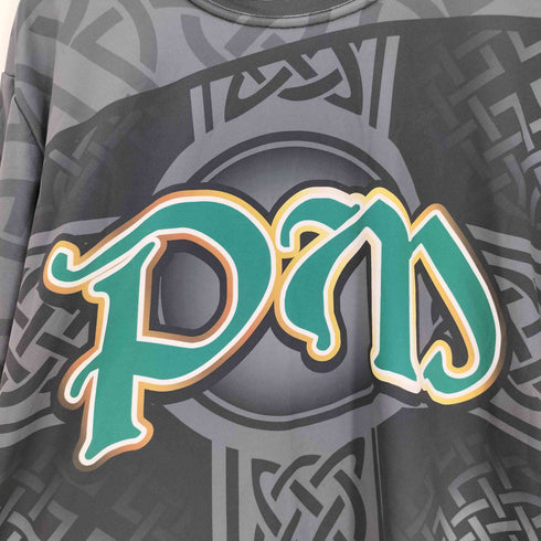 USA製 pm 総柄 ナンバリング 25 クルーネックTシャツ ゲームシャツ メンズ import:L
