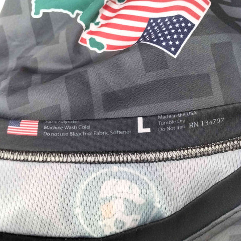 USA製 pm 総柄 ナンバリング 25 クルーネックTシャツ ゲームシャツ メンズ import:L