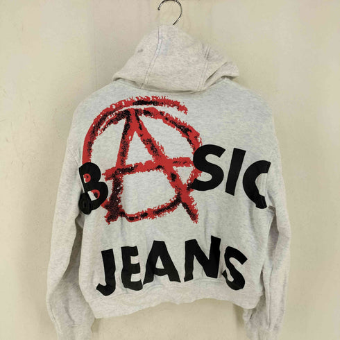 モスキーノジーンズ MOSCHINO JEANS 90s オンワード樫山 バックプリント霜降りジップアップフーディ 短丈 BASIC JEANS レディース