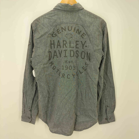 ハーレーダビッドソン HARLEY-DAVIDSON リネン混 L/S ワークシャツ メンズ import:S