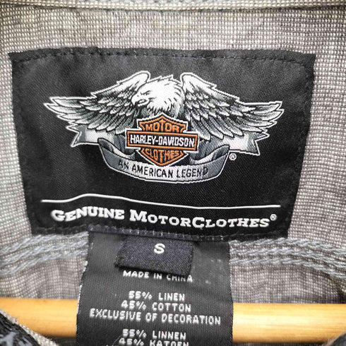 ハーレーダビッドソン HARLEY-DAVIDSON リネン混 L/S ワークシャツ メンズ import:S