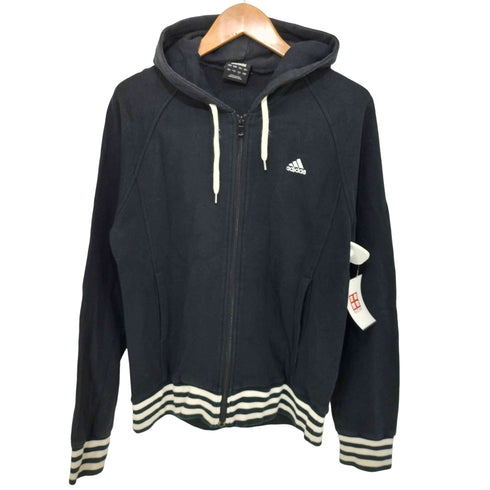 アディダス adidas 90-2000s y2k 3-stripes パフォーマンスロゴ刺繍 ジップアップフーディー レディース L