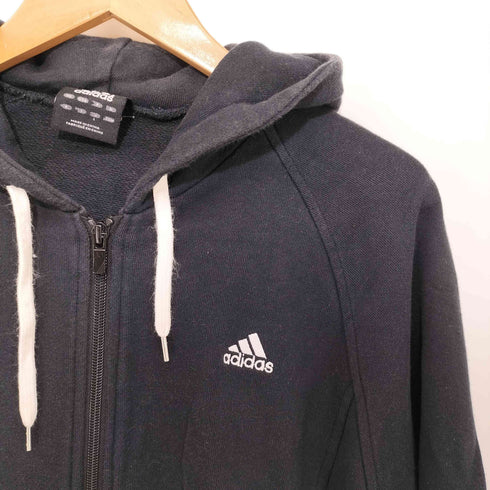 アディダス adidas 90-2000s y2k 3-stripes パフォーマンスロゴ刺繍 ジップアップフーディー レディース L