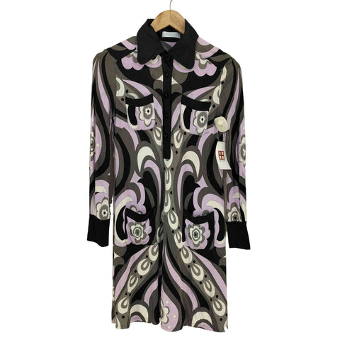 エミリオプッチ EMILIO PUCCI 00s MADE IN ITALY FIRENZE 総柄レーヨンシルク ワンピース レディース EUR:38