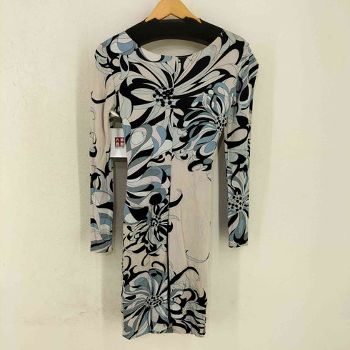 エミリオプッチ EMILIO PUCCI 00s MADE IN ITALY 総柄レーヨンワンピース ドレス レディース EUR:38