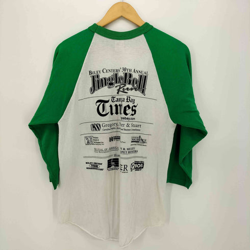 90-00S メキシコ製 AUGUSTA SPORTSWEARボディ 団体プリント JingleBell Run ラグランスリーブ カットソー メンズ import:M