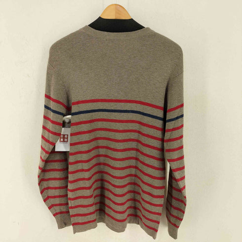 エディーバウアー Eddie Bauer 猫目ボタン ヘンリーネック ボーダーコットンニット メンズ import:S