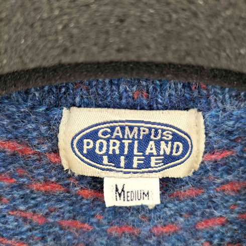CAMPUS PORTLAND LIFE バーズアイxノルディック ジップアップウールニット レディース import:M