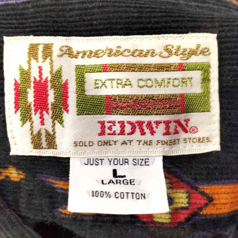 エドウィン EDWIN 100% High Quality Cotton ネイティブ柄 コーデュロイ L/S シャツ メンズ import:L