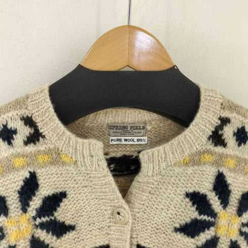 SPRING FIELD PURE WOOL ノーカラーウール デザインカーディガン レディース