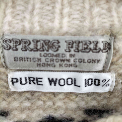 SPRING FIELD PURE WOOL ノーカラーウール デザインカーディガン レディース