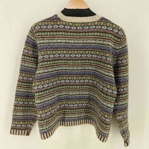 エルエルビーン L.L.Bean 香港製 総柄ボーダー ウールシルクジップアップニット レディース import:M