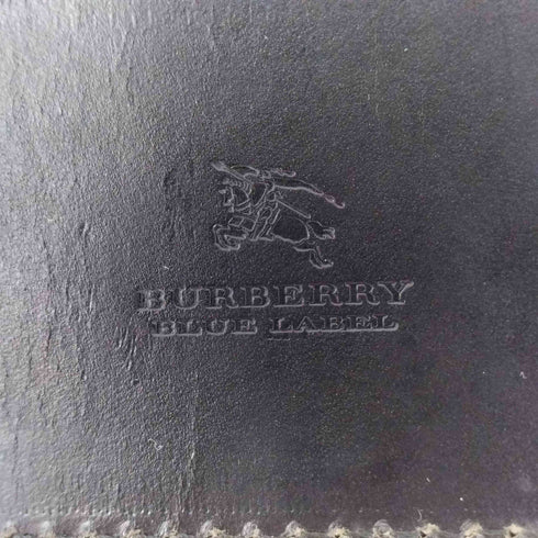 バーバリーブルーレーベル BURBERRY BLUE LABEL ロゴ刻印 エナメル 太ベルト レディース