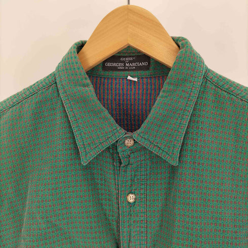 ゲスジョージズマルシアーノ GUESS BY GEORGES MARCIANO 90S USA製 スクリプトロゴ刺繍 ドット ギミック ポケット レギュラーカラーシャツ メンズ import:L