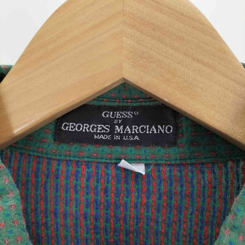 ゲスジョージズマルシアーノ GUESS BY GEORGES MARCIANO 90S USA製 スクリプトロゴ刺繍 ドット ギミック ポケット レギュラーカラーシャツ メンズ import:L