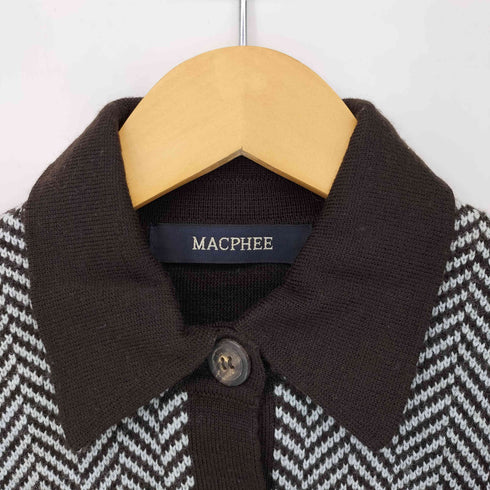 マカフィー MACPHEE パネル切替ウールポロカラーカーディガン レディース